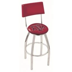 25 Inch Chrome Texas A&M Swivel Bar Stool W/ Back