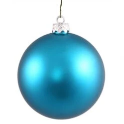 4.75 Inch UV Resistant Turquoise Matte Ball Ornament: Set Of 4