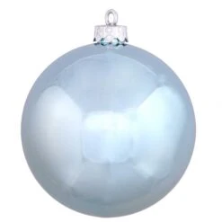 4.75 Inch UV Resistant Baby Blue Shiny Ball Ornament: Set Of 4