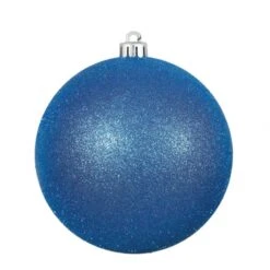 4.75 Inch Blue Glitter Ball Ornament: Set Of 4