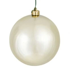 3 Inch UV Resistant Champagne Shiny Ball Ornament: Set Of 12