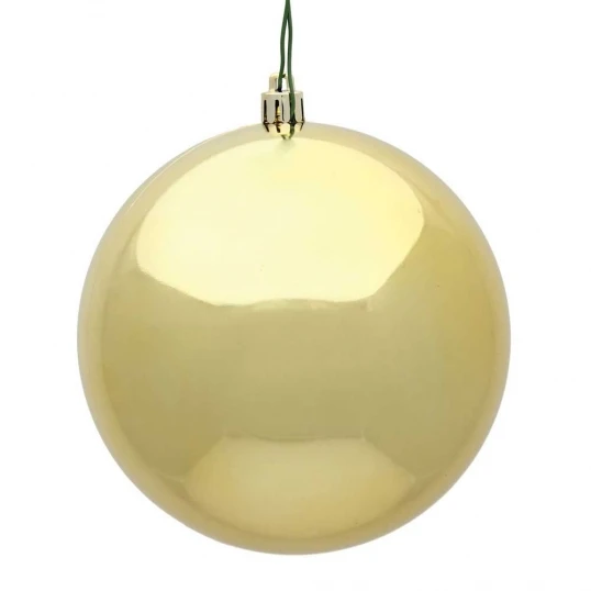 4.75 Inch UV Resistant Gold Shiny Ball Ornament: Set Of 4 1 4.75 Inch UV Resistant Gold Shiny Ball Ornament: Set Of 4