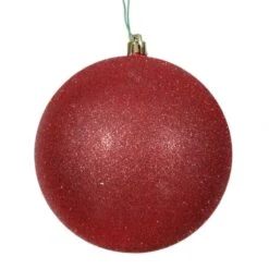 4.75 Inch Red Glitter Ball Ornament: Set Of 4