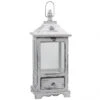 17.25 Inch Distressed Wooden Lantern With Drawer