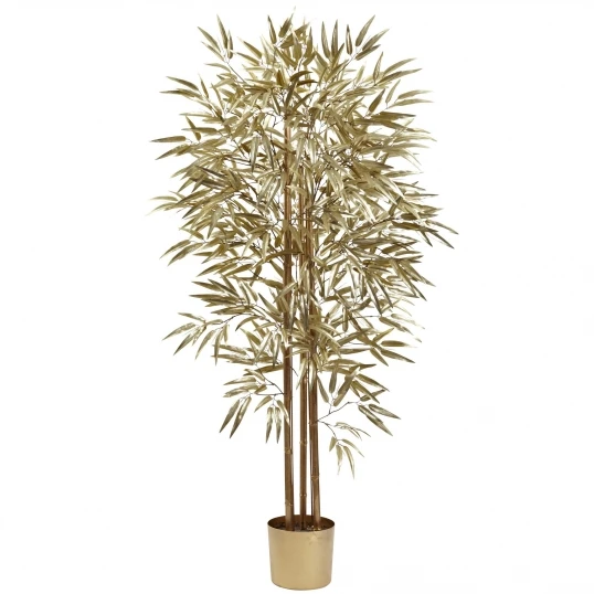 5 Foot Indoor Silk Golden Bamboo Tree With 880 Leaves: Potted 1 5 Foot Indoor Silk Golden Bamboo Tree With 880 Leaves: Potted