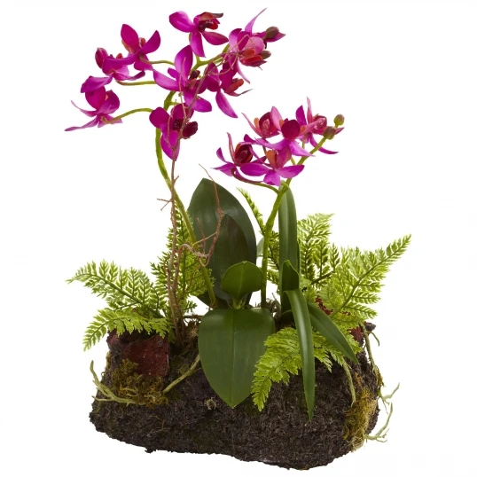 10 Inch Indoor Silk Orchid Island In Realistic Root Base (Set Of 2) 3 10 Inch Indoor Silk Orchid Island In Realistic Root Base (Set Of 2) - Image 3
