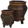 Decorative Wood Panel Planters (Set Of 2: Multiple Sizes)