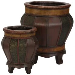 Decorative Wood Panel Planters (Set Of 2: Multiple Sizes)