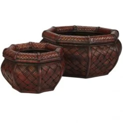 Rounded Octagon Decorative Planters (Set Of 2: Multiple Sizes)