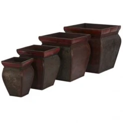 Square Planters With Rim (Set Of 4: Multiple Sizes)