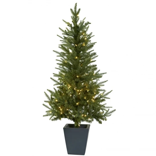 4.5 Foot Christmas Tree With Clear Lights & Decorative Planter 1 4.5 Foot Christmas Tree With Clear Lights & Decorative Planter