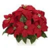 Silk Poinsettias In White Wash Planter