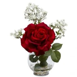 Silk Rose In Fluted Vase