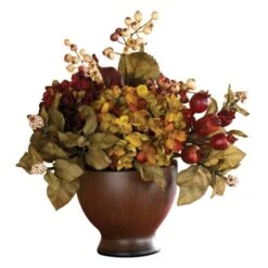 Autumn Hydrangeas In Round Vase