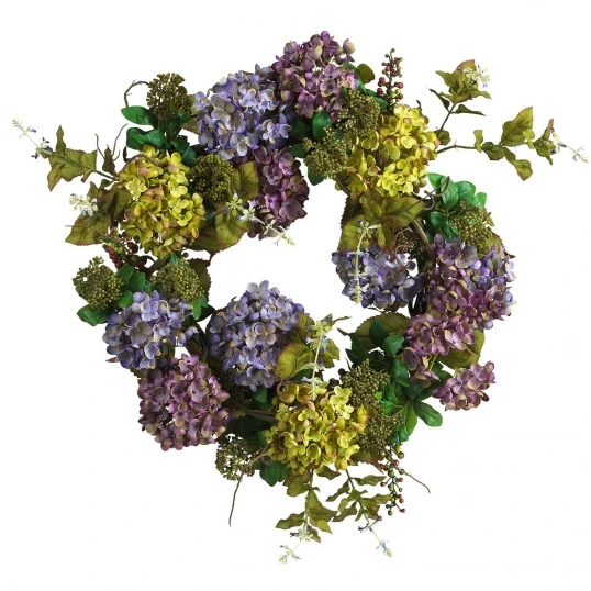 24 Inch Mixed Hydrangea Wreath 1 24 Inch Mixed Hydrangea Wreath