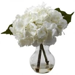 13 Inch Silk Blooming Hydrangea Arrangement In Vase