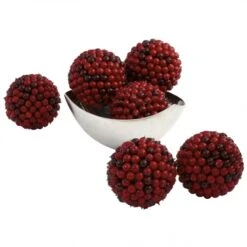 5 Inch Artificial Red Berry Ball (Set Of 6)