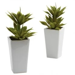 11.5 Inch Artificial Double Mini Agave In Planter (Set Of 2)