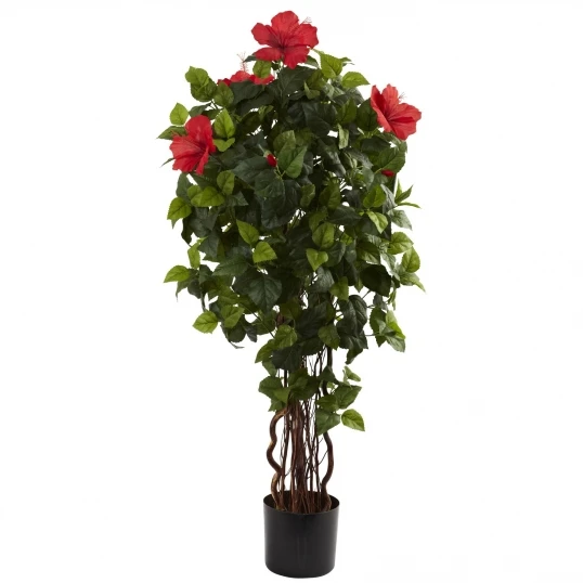 4 Foot Artificial Hibiscus Tree : Potted 1 4 Foot Artificial Hibiscus Tree : Potted