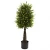 35 Inch Artificial Ixora Topiary: Limited UV