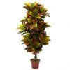 56 Inch Artificial Croton Plant: Potted