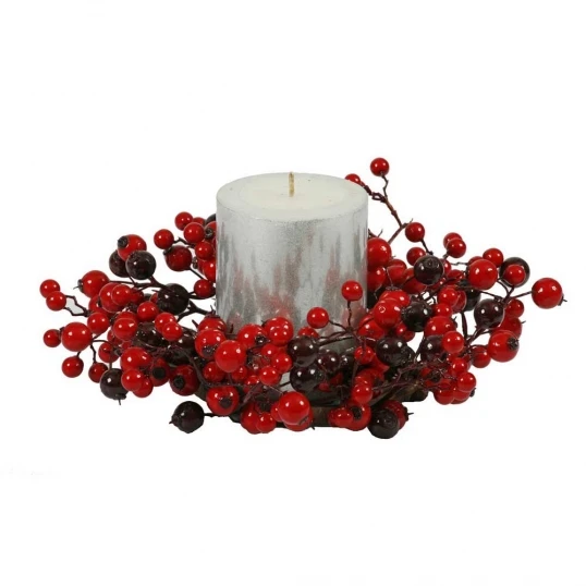 10 Inch Red-Burgundy Mixed Berry Candle Ring 1 10 Inch Red-Burgundy Mixed Berry Candle Ring