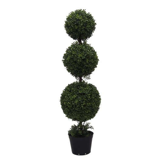 4 Foot UV Protected Boxwood Triple Ball Topiary: Potted 1 4 Foot UV Protected Boxwood Triple Ball Topiary: Potted