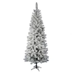 9.5 Foot Flocked Pencil Pacific Pine: Unlit