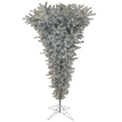 5.5 Foot Silver Upside Down Christmas Tree: Clear LEDs