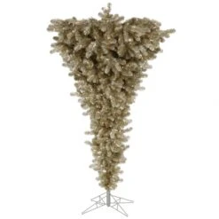 7.5 Foot Champagne Upside Down Tree On Stand: Clear LEDs