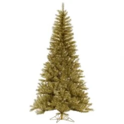 6.5 Foot Gold-Silver Tinsel Christmas Tree: Unlit