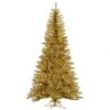 5.5 Foot Gold-Silver Tinsel Tree: Clear LED Lights
