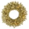 24 Inch Gold-Silver Tinsel Wreath: Clear Lights
