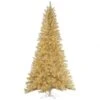 9 Foot White-Gold Tinsel Tree: Clear LEDs