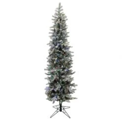 8 Foot PE/PVC Frosted Glitter Tannenbaum Pine: Multi-Colored LEDs