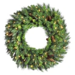 24 Inch Cheyenne Pine Wreath: Clear LEDs