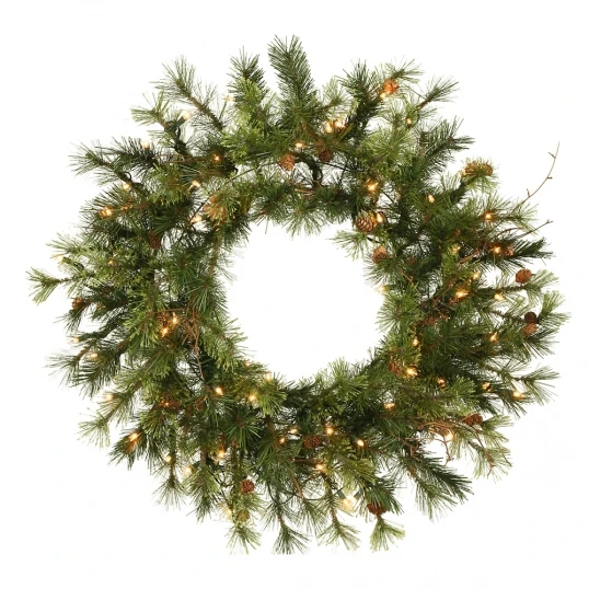 48 Inch Mixed Country Pine Wreath: Clear LEDs 1 48 Inch Mixed Country Pine Wreath: Clear LEDs
