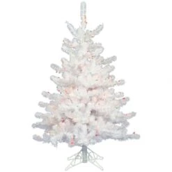3 Foot Crystal White Mini Christmas Tree: Multi-Colored LEDs