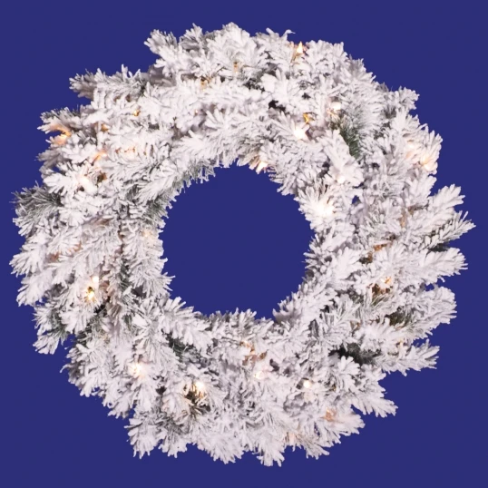 30 Inch Flocked Alaskan Pine Wreath: Unlit 1 30 Inch Flocked Alaskan Pine Wreath: Unlit
