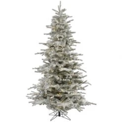 8.5 Foot Flocked Sierra Fir Christmas Tree: Clear LEDs