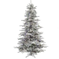 6.5 Foot Flocked Sierra Fir Christmas Tree: Multi-Colored LEDs