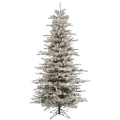 7.5 Foot Flocked Slim Sierra Christmas Tree: Clear Lights
