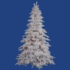 6.5 Foot Flocked White Spruce Tree: Multi-Colored Lights