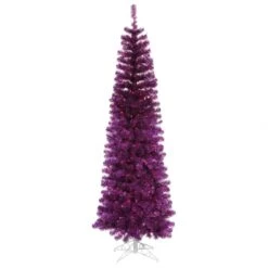 6.5 Foot Purple Pencil Tree: Purple LED Lights