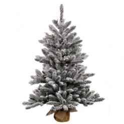 24 Inch Flocked Anoka Pine Tree: Clear Lights