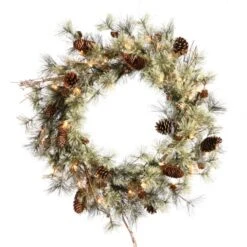 24 Inch Dakota Wreath: Clear LED Lights