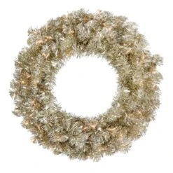 24 Inch Champagne Wreath: Clear LEDs