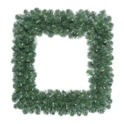 24 Inch Oregon Fir Square Wreath: Clear LED Lights