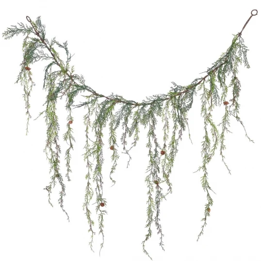 4 Foot PE Weeping Cedar Garland: Unlit 1 4 Foot PE Weeping Cedar Garland: Unlit