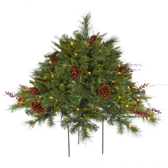 24 Inch Cibola Berry Mixed Pine Bush: Clear Lights 1 24 Inch Cibola Berry Mixed Pine Bush: Clear Lights
